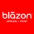 Blazon Apparel + Print Logotype